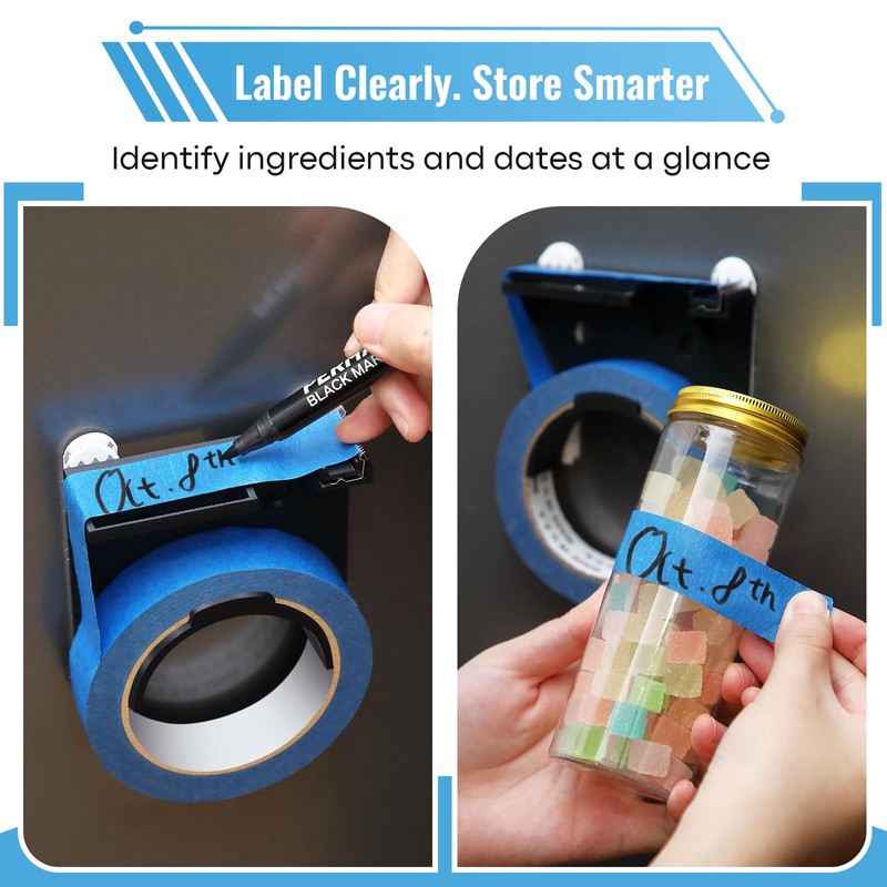 Kitchen Tape Dispenser for Labeling, Fits 0.94" Painter's Tape (3"