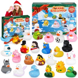 2024 Advent Calendar Rubber Ducks, 24 Pcs Christmas Ducks Countdown Toys, 24 Days of Christmas Rubber Duck Set, Bath Toys Fun Xmas Gift for Kids Boys Girls, Christmas Party Favors