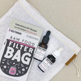 Enzym-Set N1 + N2 • Haferdrink & Getreidedrink selber herstellen • NECTARBAR Enzymlösungen, mehrere Amylasen zur Stärkeaufspaltung (+ Leinen-Filterbeutel, Für 200 Liter • 2 x 20 ML)