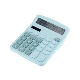 Desk Calculator 12 Digit Office Calculators with Large Screen Display, Dual Solar Power and Battery, Recessed Big Button Calculator for Office Home School（Blue）