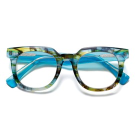 Viseng Women's Showbiz Square Blue Light Blocking Fashion Reading Glasses Stylish Reader +3.5（Green）