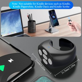 Wireless Bluetooth Remote Control, 2025 New Remote Control Page Turner Bluetooth Scroller Ring,Automatic Rechargeable Bluetooth Scroller Ring(Black)