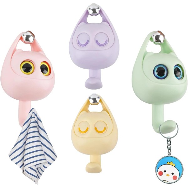 NoBrand Cute Key Hook, 4Pcs Wink Hook Creative Adhesive Coat