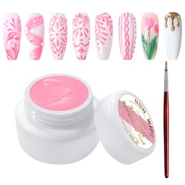 U-Shinein 3D Nail Sculpting Gel,Non Wipe Painting Nail Polish Gel with Nail Painting Pen for Art Carving Modeling,Rub Chrome Nail Powder,and Nail Painting UV/Led Manicure DIY, #Pink