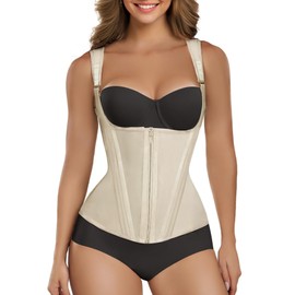 SHAPERX Waist Trainer Corset for Women Tummy Control Sport Girdle Hourglass Waist Cincher Body Shaper with Steel Boned,SZ7293-Beige-XS