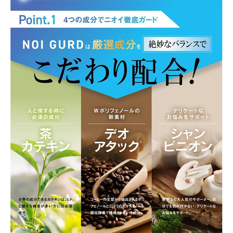 エチケット サプリ NOI GURD（ノイガード）31粒/1か月分 シャンピニオン ロイテリ菌 乳酸菌 デオアタック 茶カテキン 竹炭