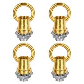 PATIKIL 18Lb Load Lamp Female Loop Holder, 4 Set Lifting Eye M10 Fine Thread Nut Hook Ring Shape Structural Support to Chandelier Lighting Fixture (Gold, 1 x 1.1 Inch)