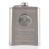 Mens 50th Birthday Stainless Steel Engraved Hip Flask with Solid