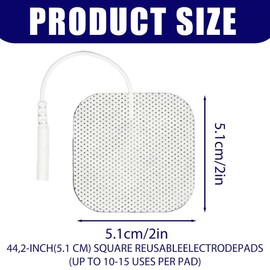 NHQZ 30pcs TENS Elektroden Pads 50 x 50 mm, EMS Klebe-Elektroden für TENS-Geräte und EMS-Trainer mit 2mm Steckanschluss,Vliesmaterial, Wiederverwendbar
