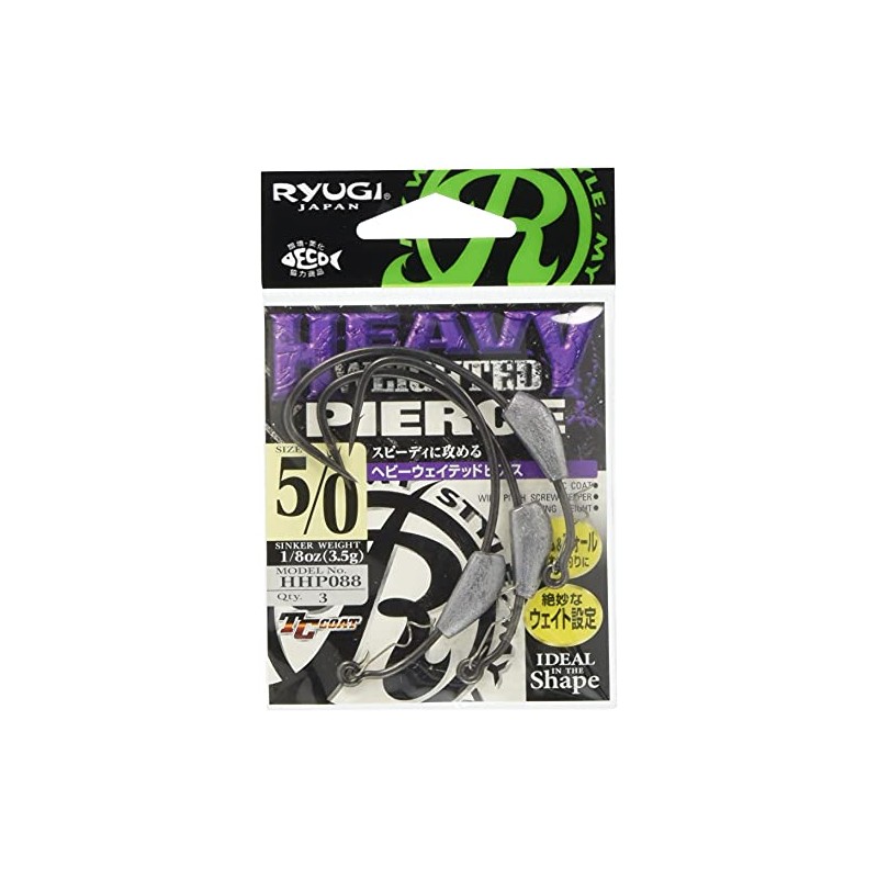 RYUGI HHP088 Heavy Weighted Pierce Hook #5/0 1/8oz. Fishing Hook