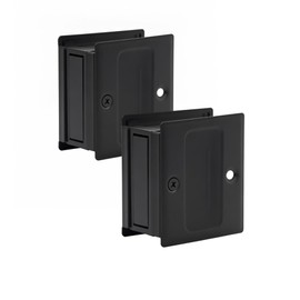 Pocket Door Handle Pull Without Switch Plate,Solid Pocket Passage Door Pull, Easy Install 2-3/4”x2-1/2”, for 1-3/8” Thickness Door,Matte Black，2pack