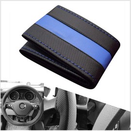 SV523M Steering Wheel Cover Black/Blue for All Steering Wheel Types 37 cm - 39 cm for Lacing