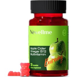 Sugar-Free Apple Cider Vinegar Gummies with The Mother & B12 – Vegan, Non-GMO Organic Supplement, 30 Count