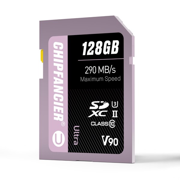 CHIPFANCIER 128GB SD V90 Card SDXC UHS-II V90 Memory Card