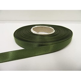 2 metres x 10mm Satin Ribbon Olive Dark Green Double Sided 10 mm 1cm