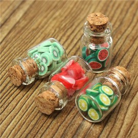 4Pcs Random Colour Dollhouse Glass Fruit Jar with Lid Handmade Ornaments Fruit Slice with Preserves Mini Food Ornaments 1:12 Inexpensive and Durable Nice Design, Ornaments