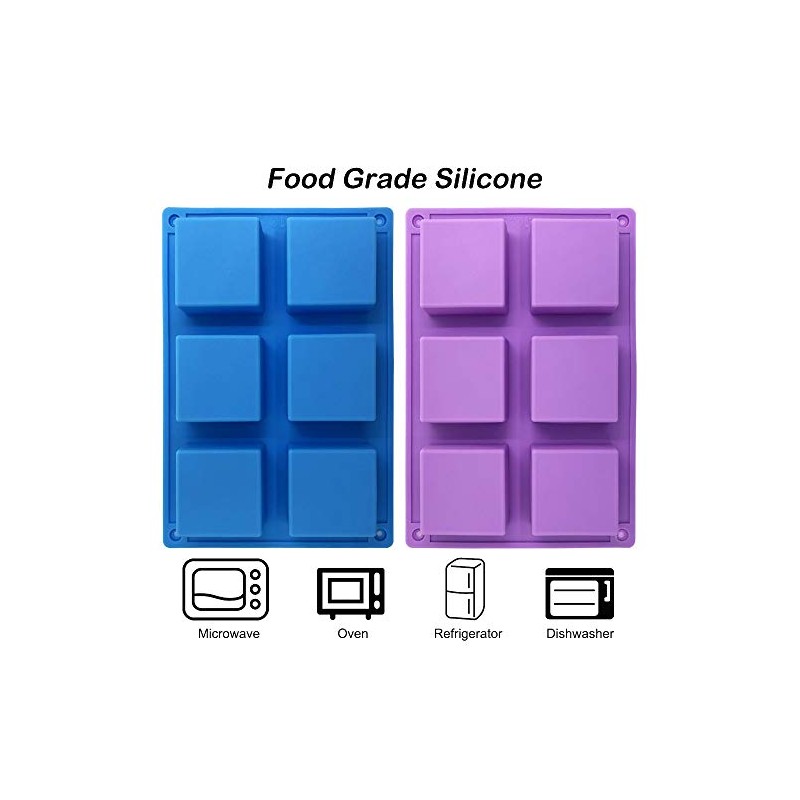 3 Packs 6 Cavidades Silicona Molde Pastel (Morado, Azul, Rosa),
