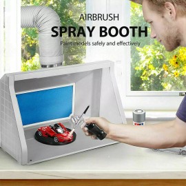Unbranded Dual Action Airbrush Compressor Kit w/ Spray Booth Portable Hobby Paint Booth - Model 3 Spray Booth