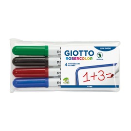 GIOTTO Robercolor Whiteboard Markers, 4 x Assorted Colours, Medium Tip, Ideal for Children and Schools