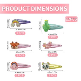 YOCDNOV 6 Paare Haarspangen Kinder Mehrfarbig - Haarspangen Mädchen Glitzer, Hirsch, Panda, Regenbogen, Kaktus, Einhorn,Süße Haarklammer Klein für Mädchen Teenager Kleinkinder