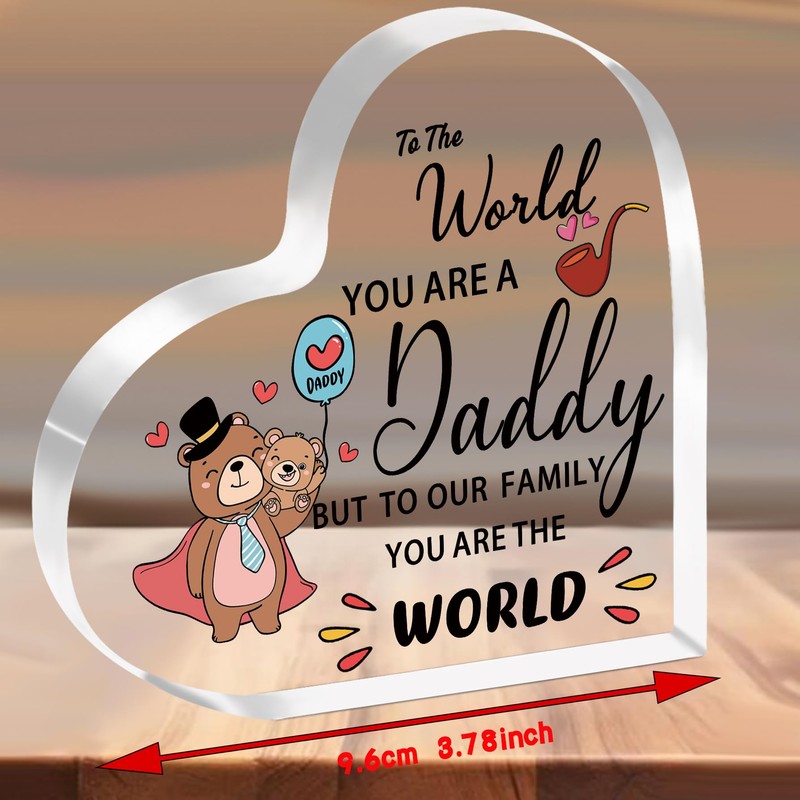 SMARGO Daddy Gifts from Daughter Son Heart-Shaped Acrylic Plaque Gifts