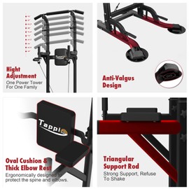 Tappio Power Tower Pull Up Bar for Home Gym, Multi Functional Pull Up Bar Stand Dip Bar Station, Adjustable Height Workout Dip Station Strength Training Fitness Equipment