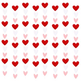 JOFONY 96 Heart Garland Red and Pink,Hanging Valentines Garland Hanging Hearts Decoration for Wedding Anniversary Engagement Valentines Day Decor