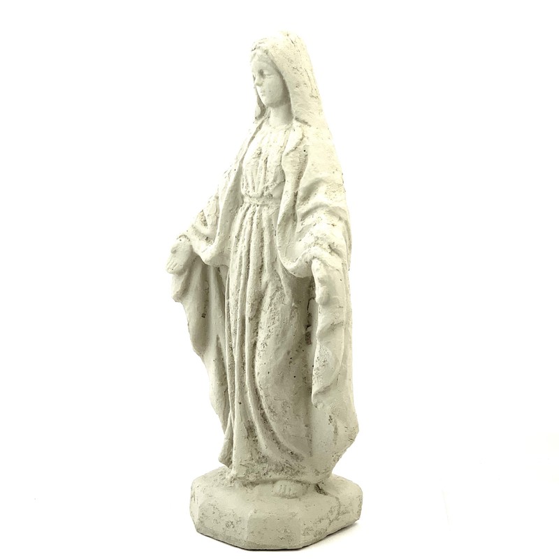 Traditional Virgin Mary Statue: Solid Durable Stone Statue with Distressed