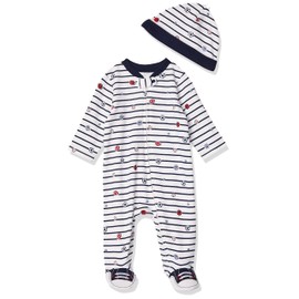 Little Me Baby Boy Clothes 2-Piece Baby Sleeper and Cap Set 100% Cotton Footies with Full 2-way Zipper and Scratch Free Tags Baby Essentials - 3 months, Sports Star