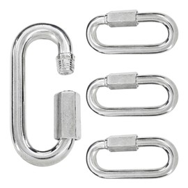 AUXBC 4Pcs M12 Quick Link Chain, 1/2 Inch Metal Locking Quick Links, D Shape Connectors, Heavy Duty Carabiner Clips for Camping Hiking Hammocks Towing-2500lb Capacity