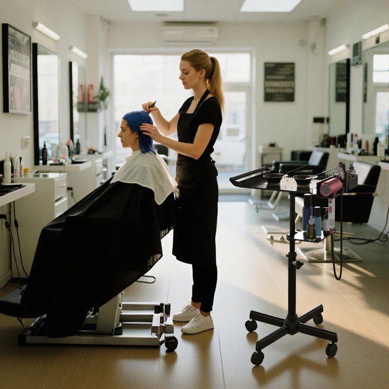 Hairstylist Tray on Wheels, Rolling Salon Tray with Holder and