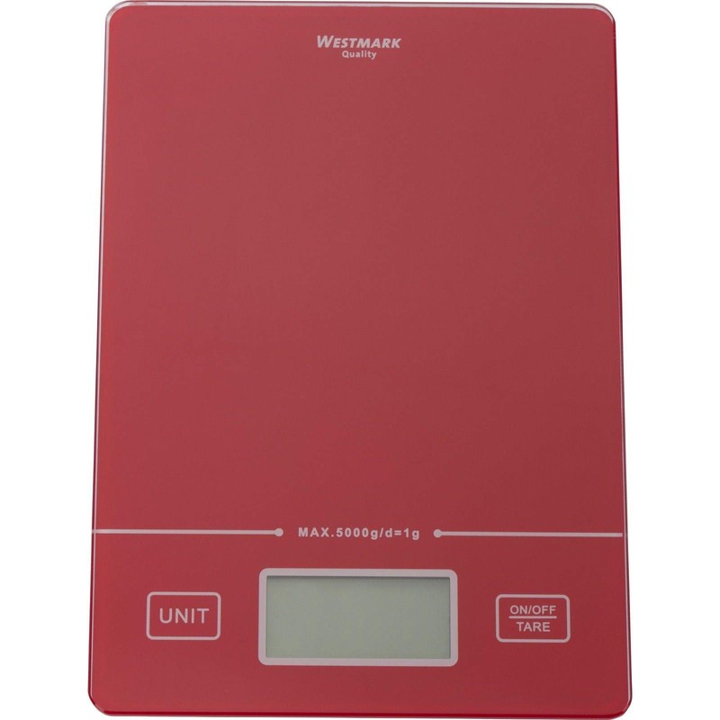 Westmark Digitale Küchenwaage mit Tara-Funktion, Wiegebereich bis 5 Kg, Glas-Wiegefläche,
