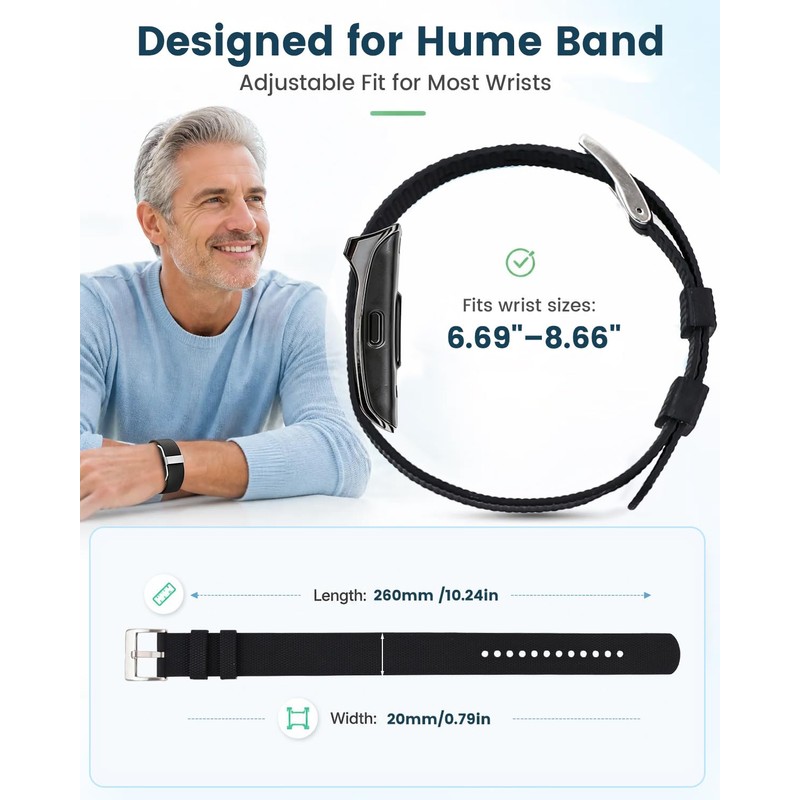 BlackPro 2 Pack Silicone Band Compatible with Hume Band Replacement