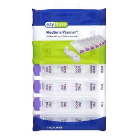 Weekly 4X/Day with Push Button Pop-Outs Medtime Planner, Purple, 1 Count
