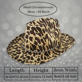 Pohotobooth Props Ltd Western Cowboy & Cowgirl Hats – One Size Fits Most – Perfect for Rodeos, Costumes, Festivals, Parties & Country-Themed Outfits (Leopard Print)