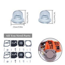 Haishine 2pcs Carburetor Gasket Repair Kit with 2 Oil Bubbles for Stihl FS 38 45 55 46 FS38 FS45 FS55 FS46 HS45 BG45 BG85 MM55 BT45 C1Q-S66