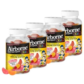 Airborne 500mg Vitamin C + Zinc Immune Support Supplement Gummies for Kids, Assorted Fruit Flavor, Gluten Free Crafted Blend with Powerful Antioxidant