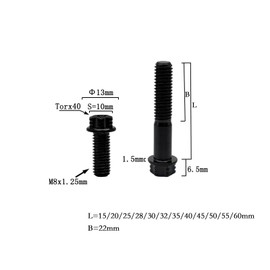 RISON Titanium Bolts M8*1.25 * 20 Torx Titanium Bolts for Motorcycles Hex Head Dual Drive black Titanium Flange Bolt Pack of 5
