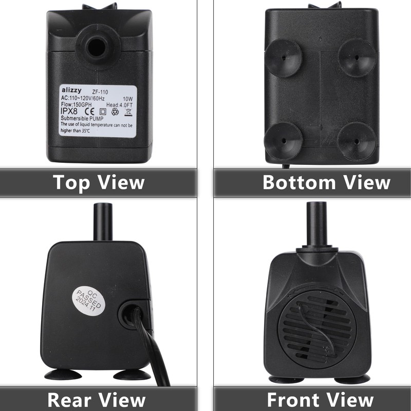 alizzy 150 GPH (570L/H) 10w Durable Small Submersible Water Pump