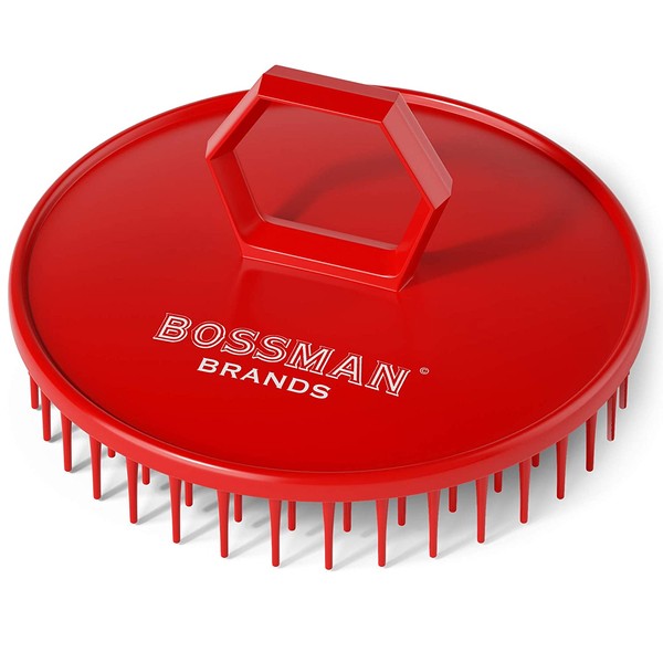 Bossman Hair Scalp Massager and Shampoo Shower Brush (Red)