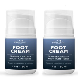 Pumice Valley 2 Pack Foot Cream for Dry Cracked Feet and Heels - Natural Moisturizer, Corn, Calluses Treatment - Skin, Body Lotion, Dead Sea Salts, Shilajit, Mountain Herbs 1.7 Oz
