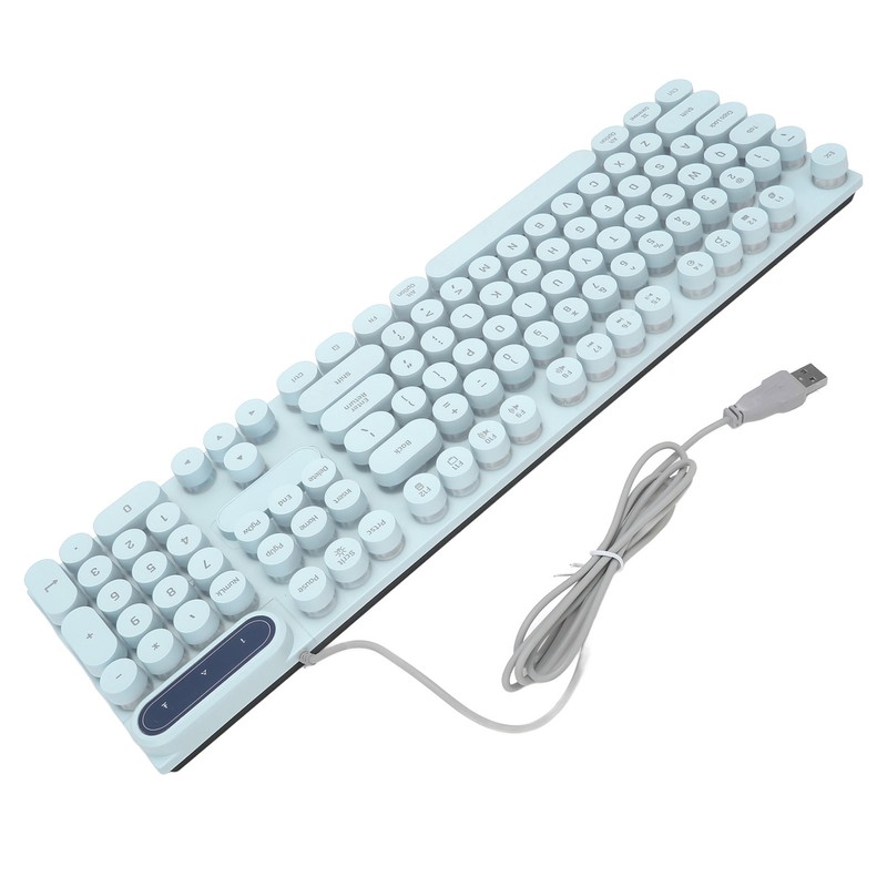 Gaming Keyboard USB Round 104 Keycaps Backlit Ergonomic Fodable Feet