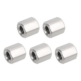 HiPicco Hex Coupling Nuts, M10 x 1.5-Pitch UNC 25mm/0.98" Length, 5 Pack 304 Stainless Steel Rod Coupling Nut for Threaded Rods & Studs