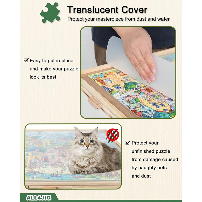 ALL4JIG 2000 Pieces Rotating Puzzle Board with 6 Drawers and