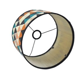 Colorful Grid Floor Standing Drum Lampshade，12 Inch X 12 Inch X 8 Inch Linen Bamboo Woven Drum Shaped For Desk Lamps，Lamps Bedside，Equipped With E27 To E26/E14/11mm Converter (1 Pack)