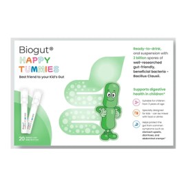Biogut Biogut Happy Tummies Kids Gut Health Supplement - Oral Suspension with 2 Billion Bacillus Clausii Spores to Help Protect Against Diarrhoea, Stomach Upsets and Cramps, Mix with Food or Drinks, 20 Vials