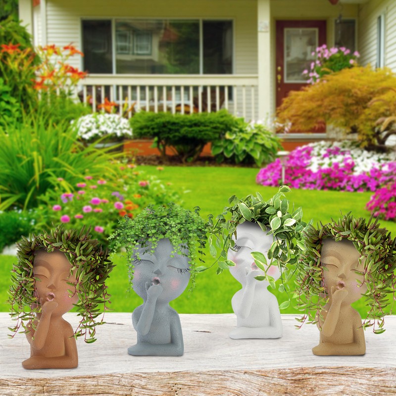 Mannequin Resin Flower Pot Face Flower Pot Garden Decoration