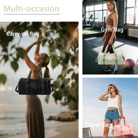 Sports Gym Bag with Shoes Compartment, Travel Duffle Bag for Women Men Carry On Weekender Bag with Dry Wet Separated Pocket Overnight Tote Personal Item Bag for Travel Yoga Dance