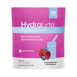 Hydralyte Effervescent Electrolytes Powder Sachets - 20 Flavoured Sticks - Rapid Rehydration - Prevent Dehydration - Achieve Optimal Hydration (20 Sachets, Berry)