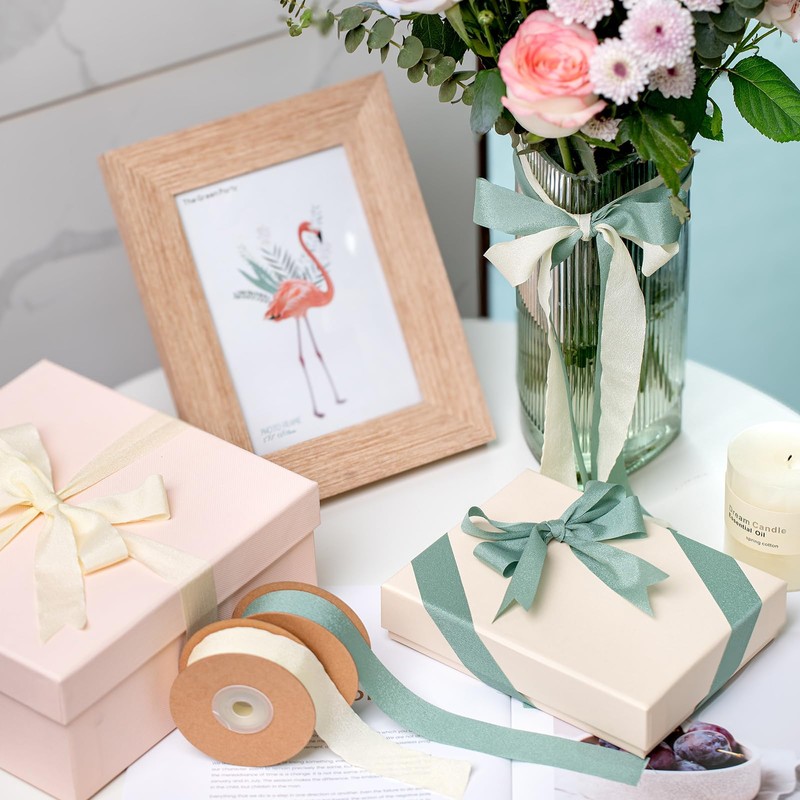 AOKSUNOVA Sage Green Ribbon Chiffon Ribbon for Gift Wrapping Flower